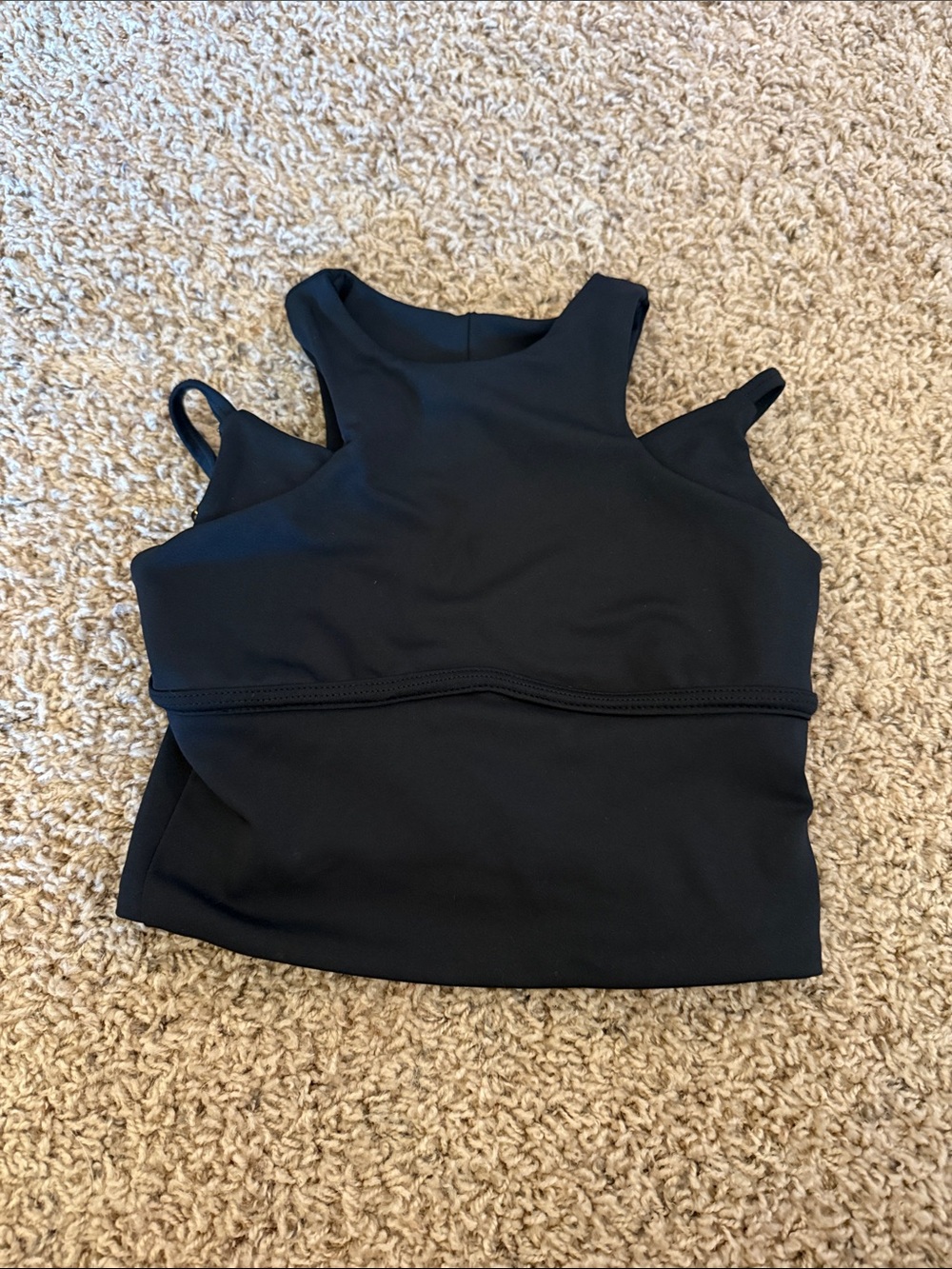 Black High-Neck Kids Sports Crop Top